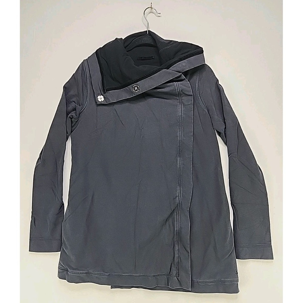 Vtg Lululemon‎ Wrap Jacket Cardigan Tunic Size 6 Asymmetrical Athleisure Gray